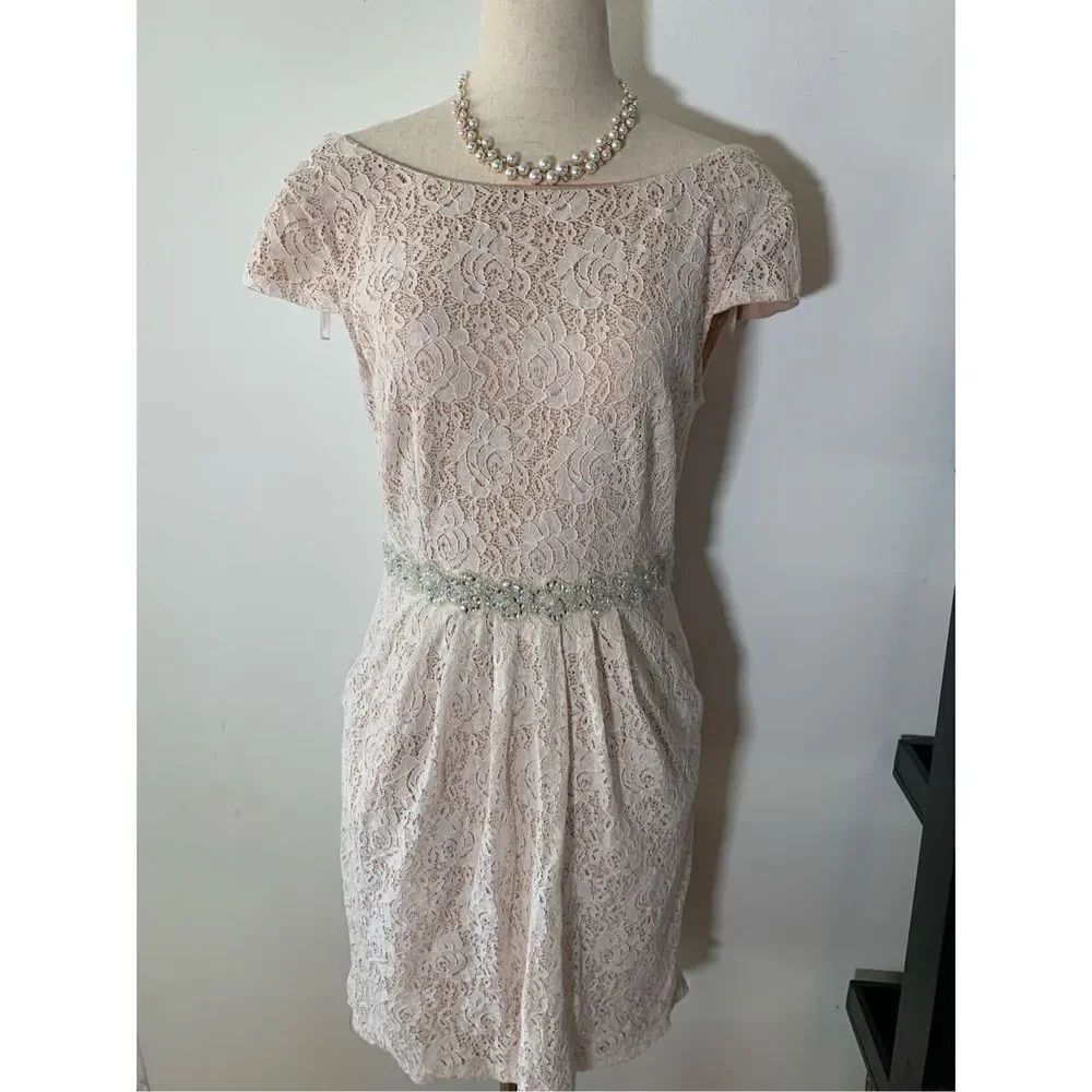 Wedding guest dress fancy pink color size 10 bridesmaids made of honor